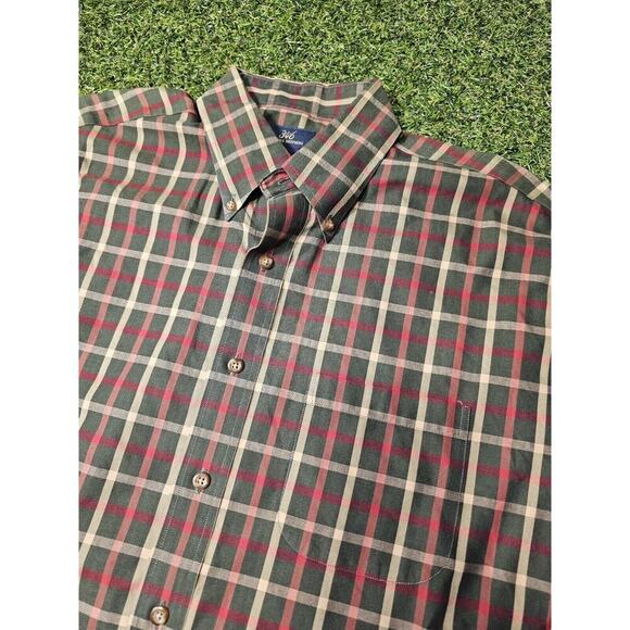 Brooks Brothers 346 Shirt Men's Large Green Red Plaid Long Sleeve Button Casual - Picture 2 of 6